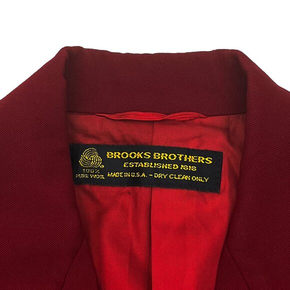 Vtg Brooks Brothers Women Red Wool Double Breasted Gold Button Blazer Jacket S 4 - Picture 2 of 4